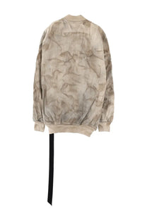 Beige tie-dye bomber jacket with black belt hanging from hem from DRKSHDW men’s bomber jumbo flight beige collection