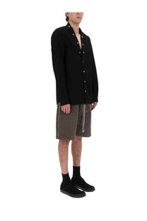Drkshdw men’s camicia larry black long-sleeved button-up shirt with silver buttons in cotton fabric