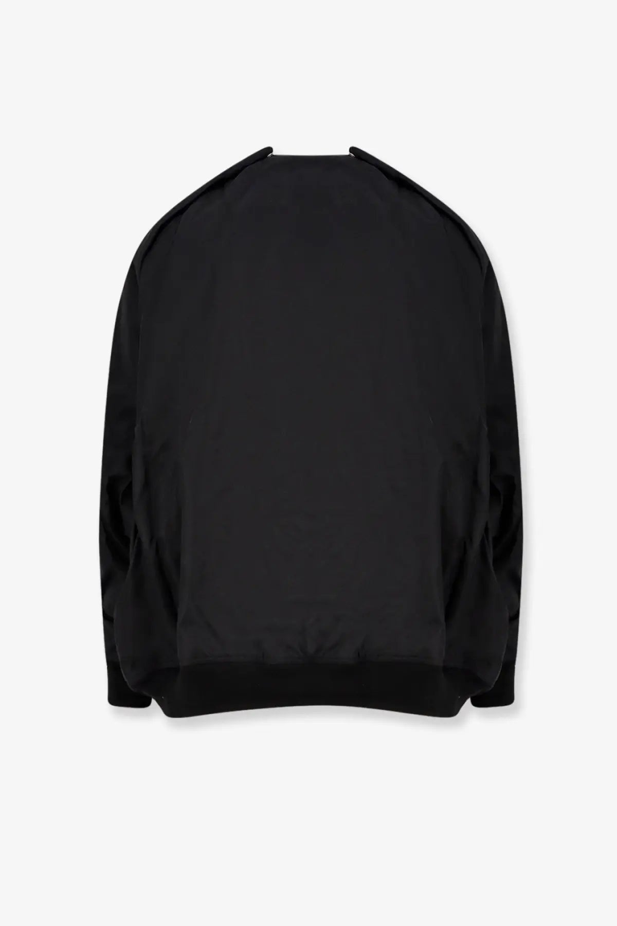 Black bomber jacket with sleek minimalist design made from recycled nylon in drkshdw mens convertible jumbo peter flight style