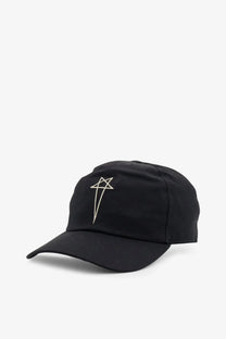 Drkshdw men’s black cotton baseball cap with minimalist white embroidered star logo on the front