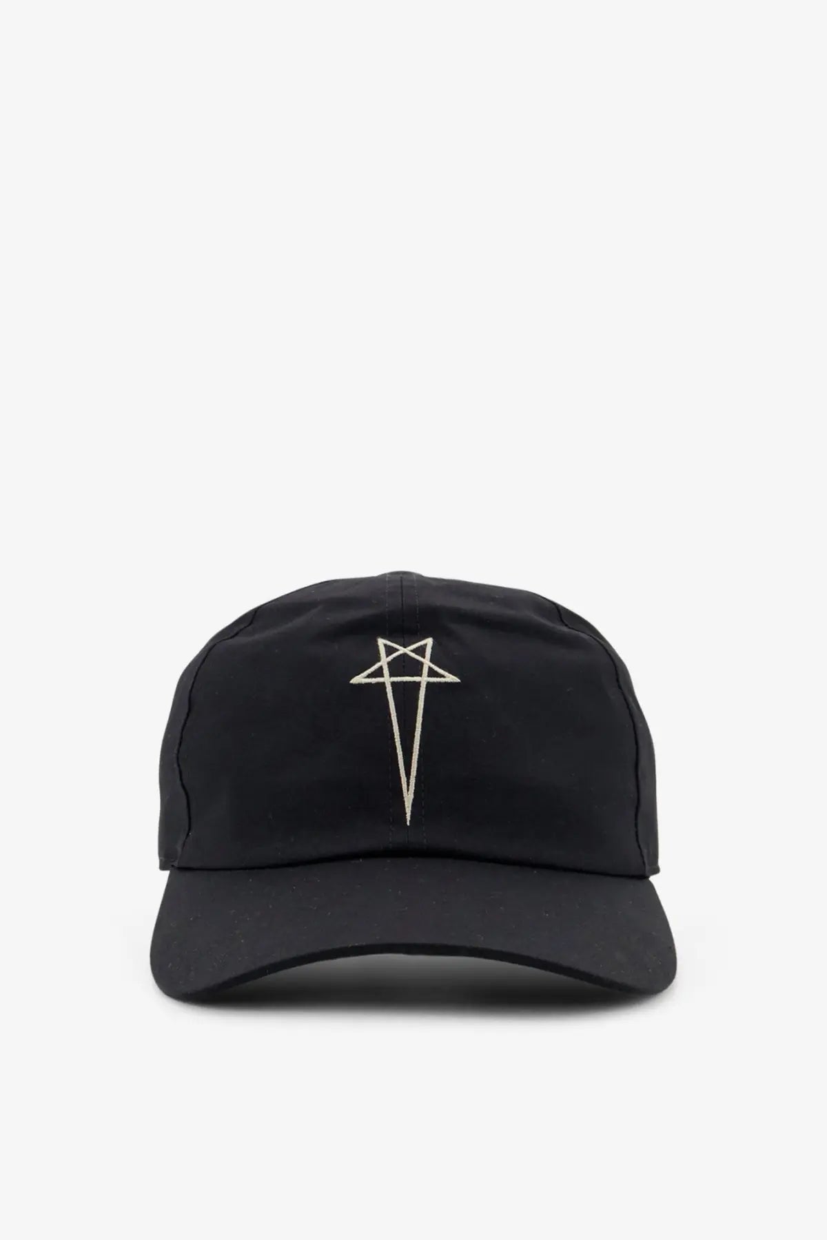 Drkshdw men’s black cotton baseball cap with subtle white embroidered star logo on front