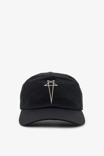 Drkshdw men’s black cotton baseball cap with subtle white embroidered star-like logo on front