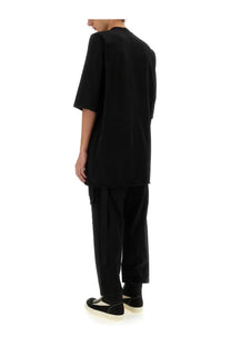 Drkshdw men’s black cotton shirt with oversized short sleeves relaxed fit and subtle seam detailing