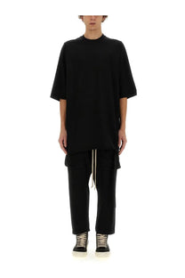 Drkshdw men’s black cotton oversized t-shirt with relaxed asymmetrical hemline front view