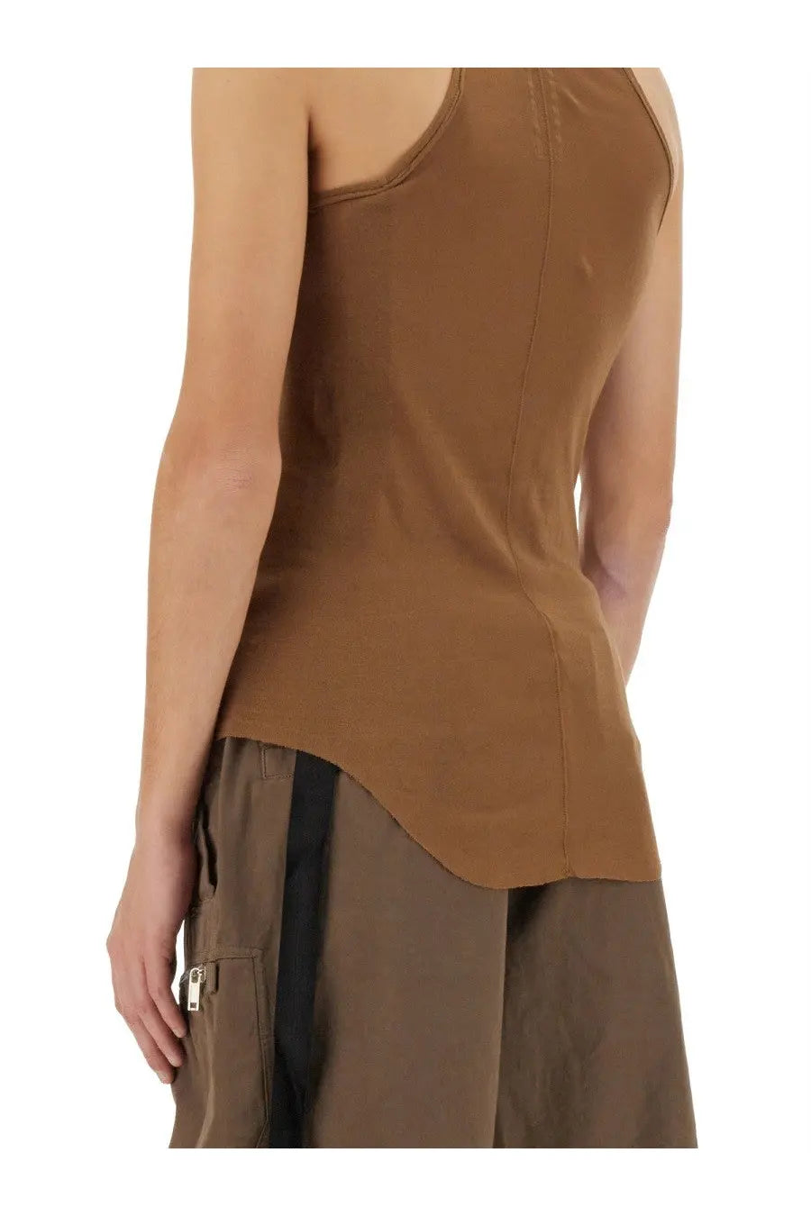 Drkshdw men’s brown cotton tank top with fitted silhouette sleeveless design and subtle seam detailing
