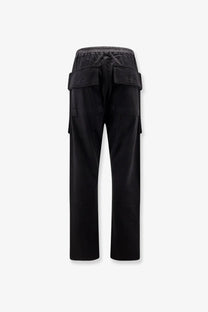 Drkshdw men’s black cotton cargo pants with elastic waistband and multiple pockets for utility and comfort