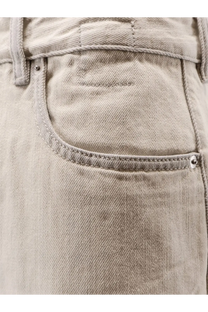 Beige drkshdw men’s denim jeans with subtle faded wash and reinforced stitching in white denim material