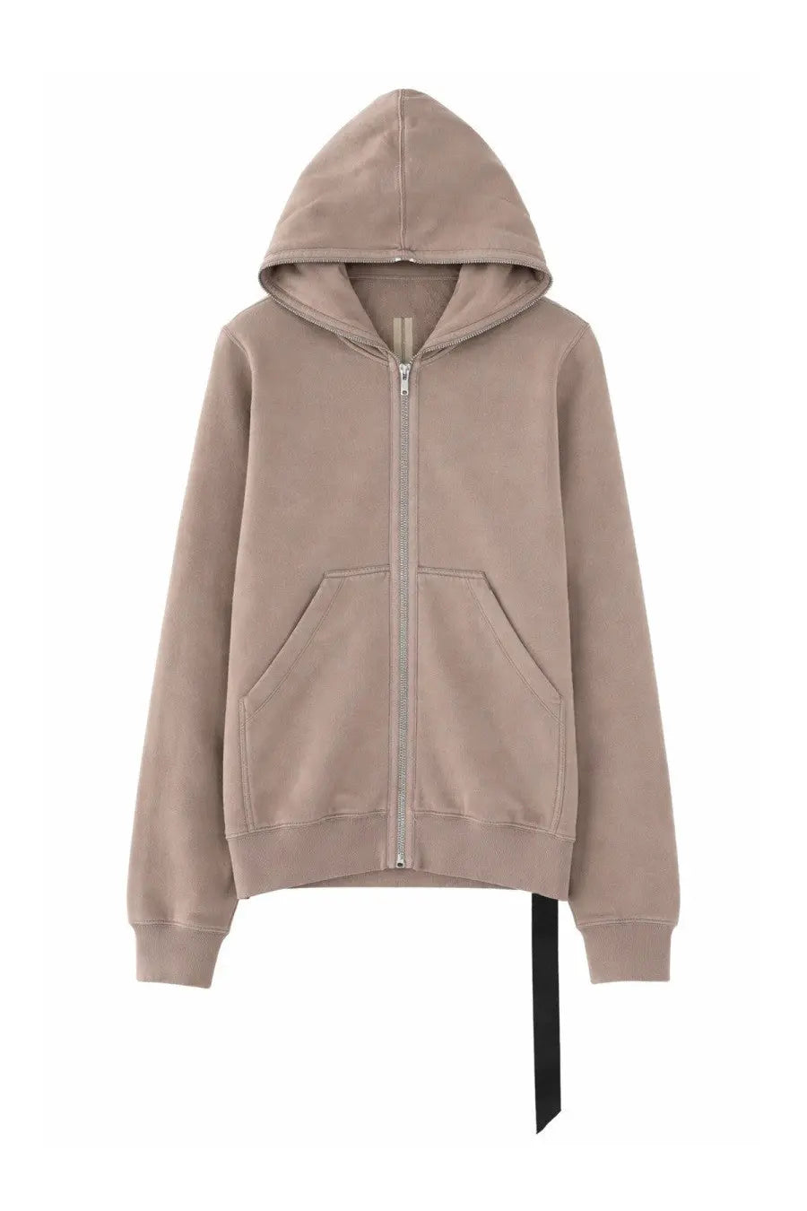 Beige drkshdw men’s felpa gimp brown zip-up hoodie with black drawstring at the hem made from soft material