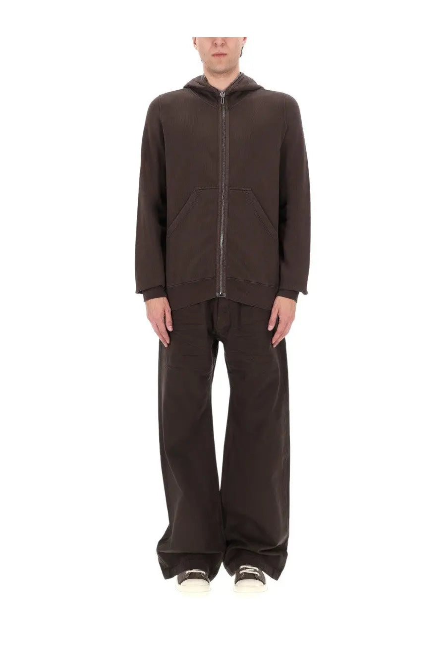 Drkshdw men’s felpa gimp brown dark brown full-zip hoodie with hood and front pockets for casual wear