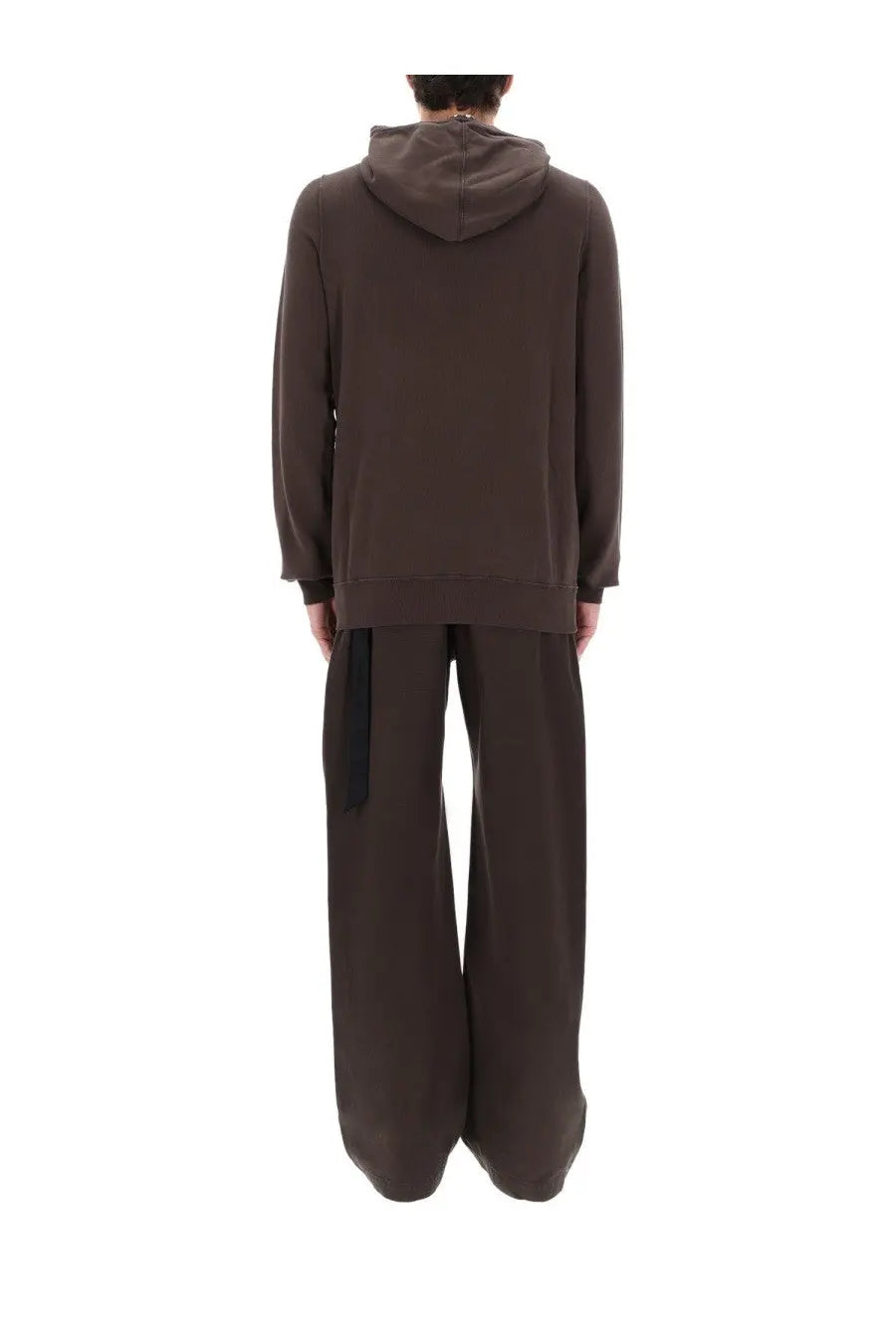 Drkshdw men’s felpa gimp brown dark brown minimalist hoodie with relaxed fit and ribbed cuffs