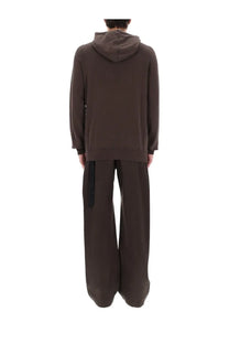 Drkshdw men’s felpa gimp brown dark brown minimalist hoodie with relaxed fit and ribbed cuffs