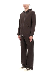 Drkshdw men’s felpa gimp brown dark brown zip-up hoodie with hood and front pockets paired with matching wide-leg pants