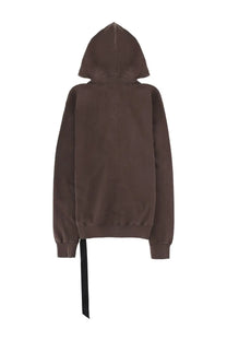 Drkshdw men’s felpa gimp brown brown hooded sweatshirt back view with black drawstring hanging