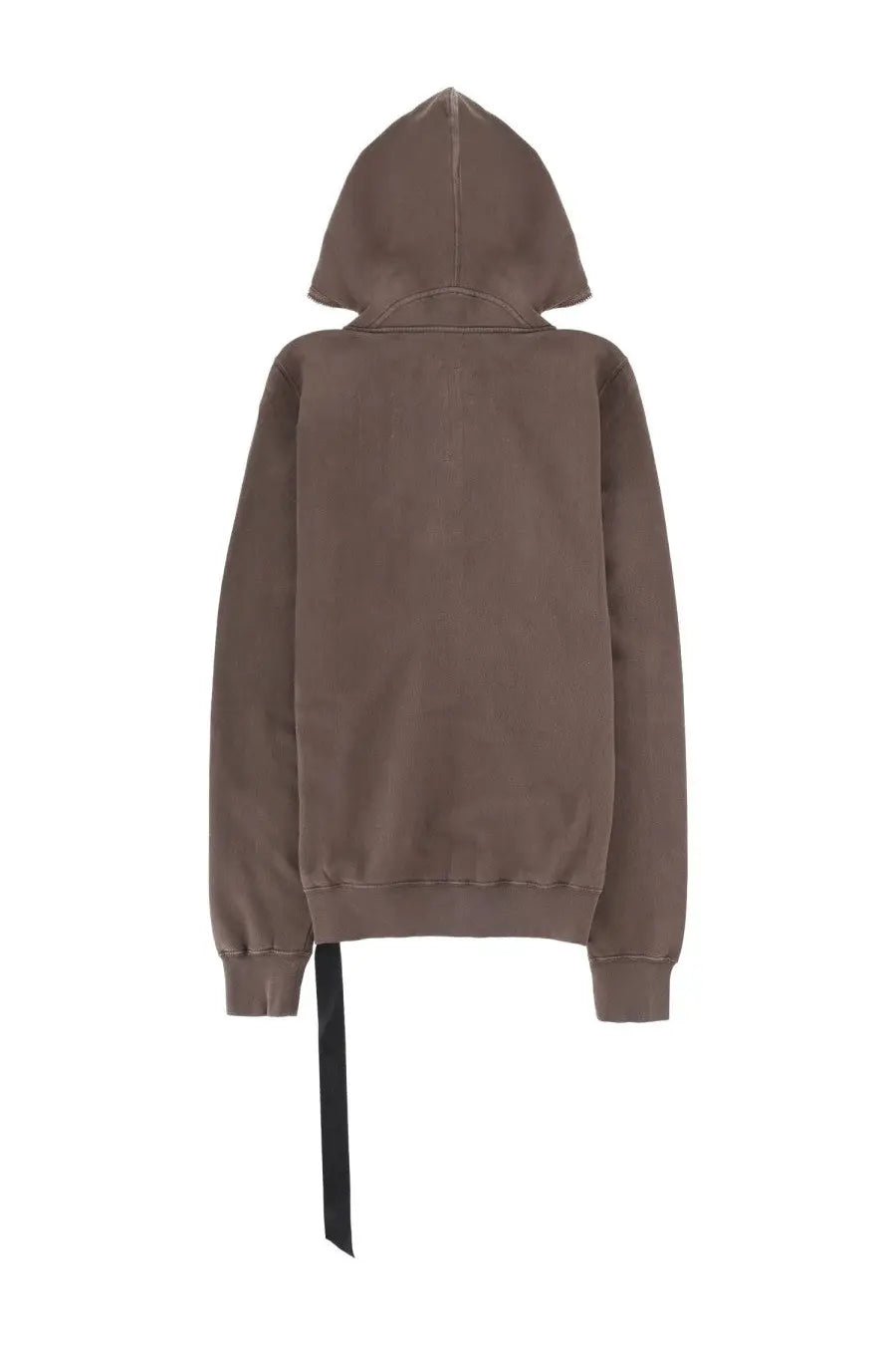 Drkshdw men’s felpa gimp brown muted brown hooded sweatshirt made of soft material with black drawstring shown from back