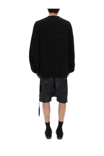 Black oversized ribbed cuff long-sleeve sweater in cotton with relaxed fit drkshdw men’s felpa hun crewneck