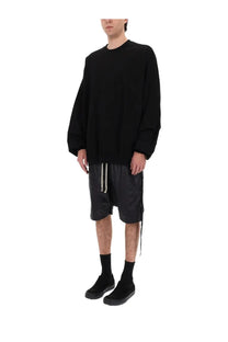 Black oversized long-sleeve sweater with relaxed fit ribbed cuffs made from cotton drkshdw men’s felpa hun crewneck