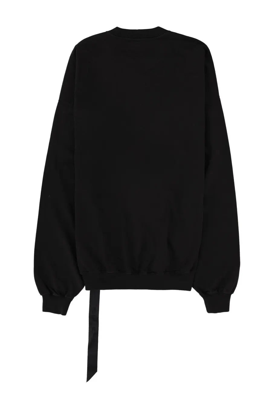 Black oversized cotton sweatshirt drkshdw men’s felpa hun crewneck with ribbed hem cuffs and back tie detail showing