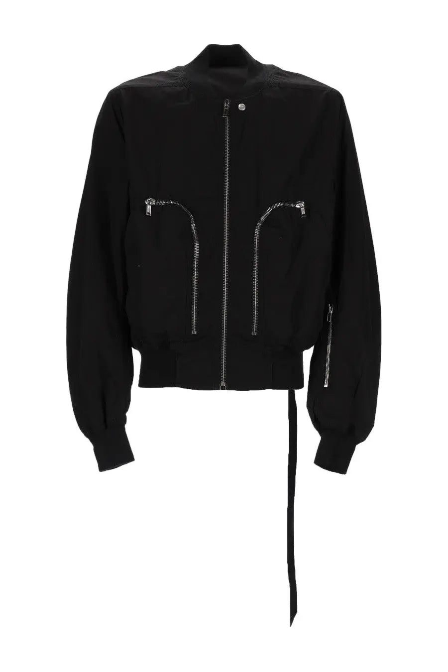Drkshdw men’s giacca bomber bauhaus flight black with silver zippers and drawstring hem in black fabric