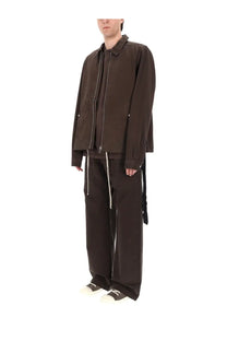 Drkshdw men’s giacca zipfront brown dark brown minimalist jacket with front zipper and white pocket zippers