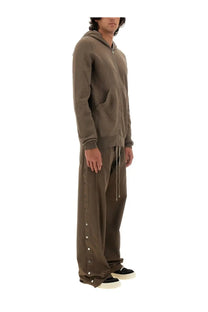Drkshdw men’s gimp sweatshirt beige muted olive green zip-up hoodie with matching drawstring pants and button detailing
