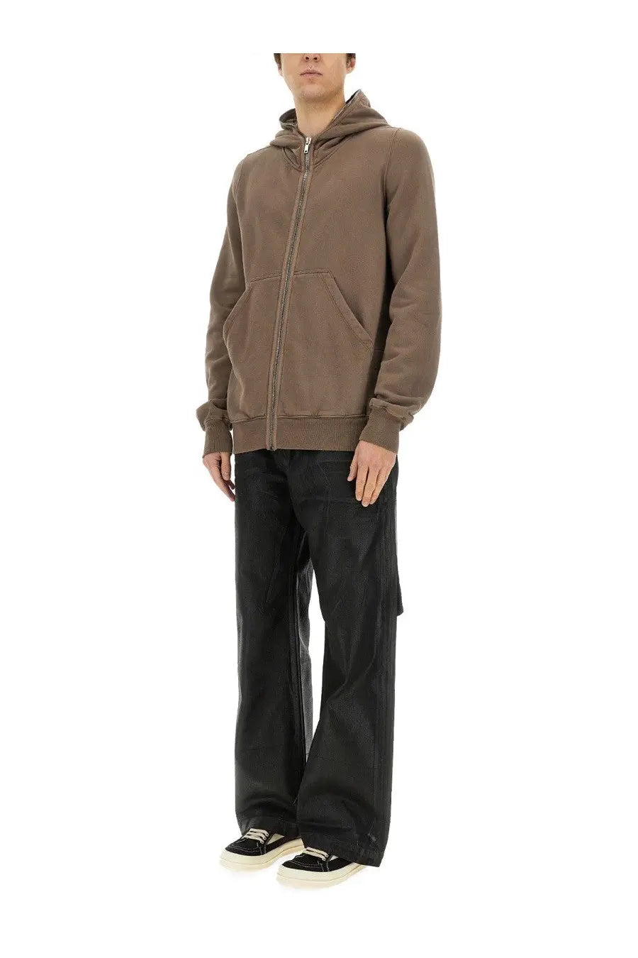 Drkshdw men’s gimp sweatshirt beige taupe-colored full-zip hoodie with hood and front pockets