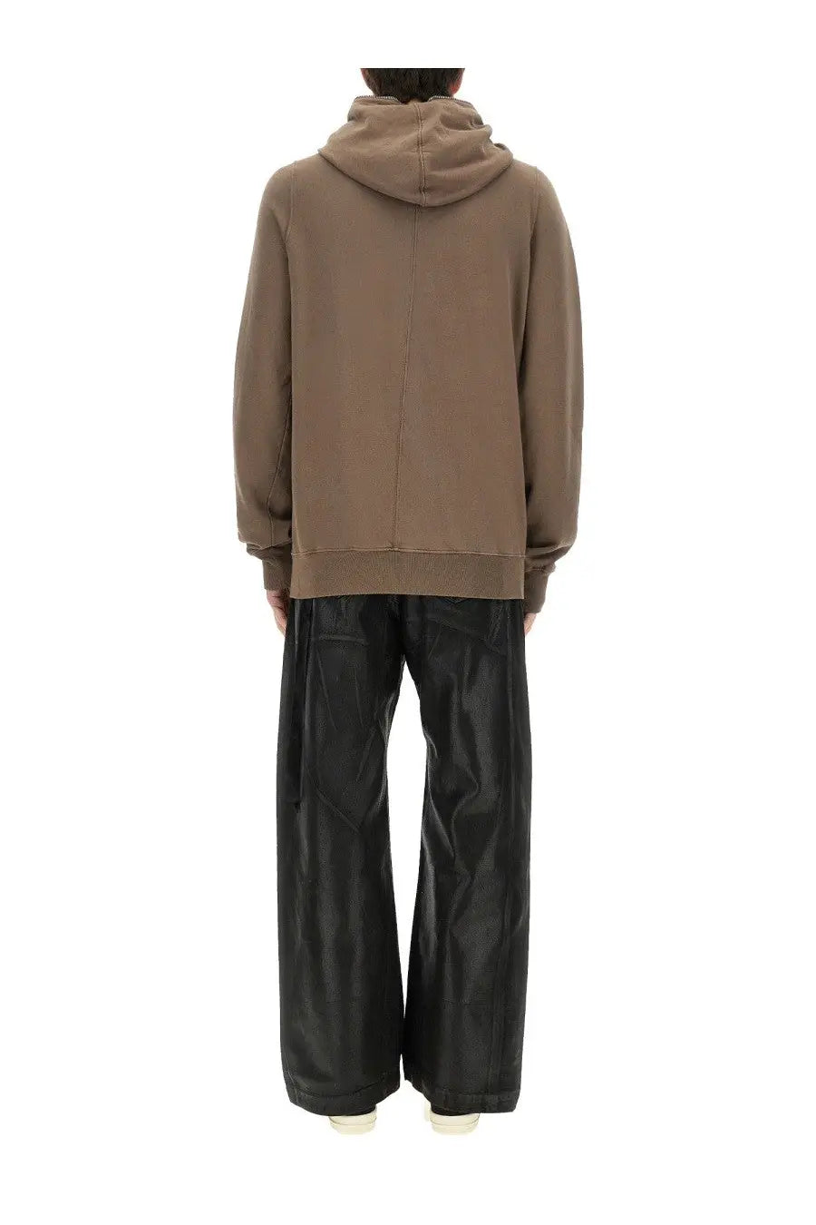 Drkshdw men’s gimp sweatshirt beige is a taupe oversized hoodie with a relaxed fit and ribbed cuffs
