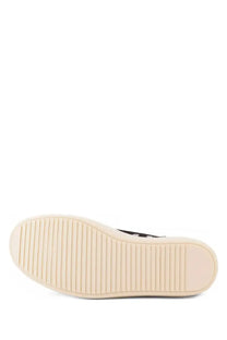 Black drkshdw men’s hollywood sneaks high-top sneaker with cream rubber sole featuring vertical grooves visible from back