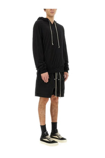 Drkshdw men’s black hoodie with white drawstrings and relaxed oversized fit in soft cotton material