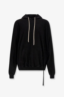 Drkshdw men’s hun certified cotton sweatshirt black oversized hoodie with cream drawstrings and side slit