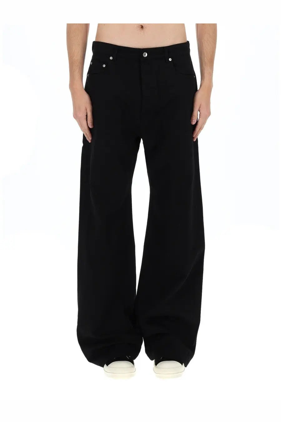 Drkshdw men’s jeans geth black wide-leg trousers with silver button accents in black fabric