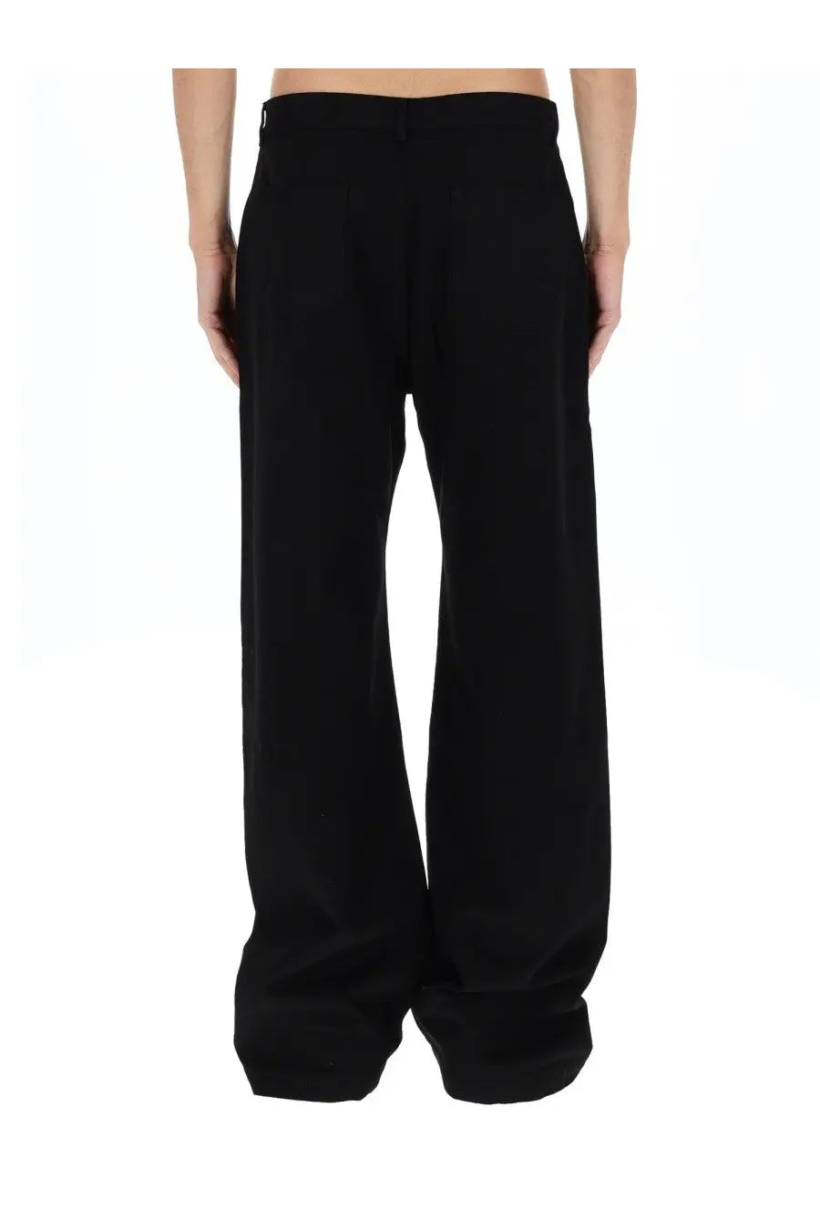Drkshdw men’s jeans geth black wide-leg trousers with sleek minimalist design and subtle pleats at waistband
