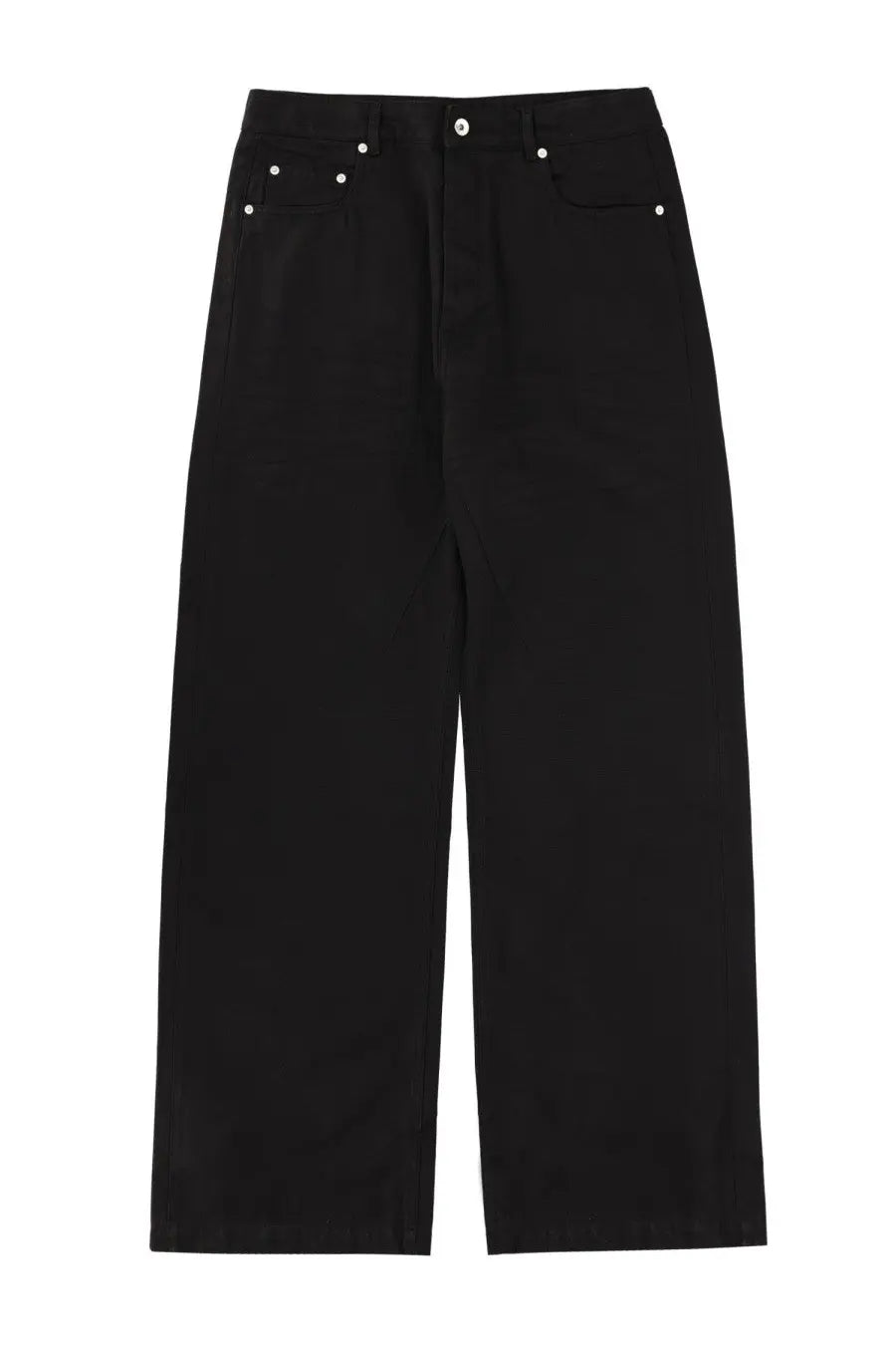 Drkshdw men’s jeans geth black wide-leg trousers with white button accents on front pockets and waistband