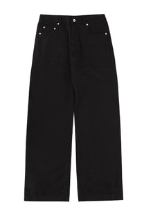 Drkshdw men’s jeans geth black wide-leg trousers with white button accents on front pockets and waistband