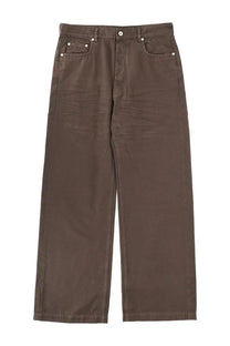 Dark brown denim straight-leg trousers with silver-toned button closures from DRKSHDW men’s jeans Geth Brown
