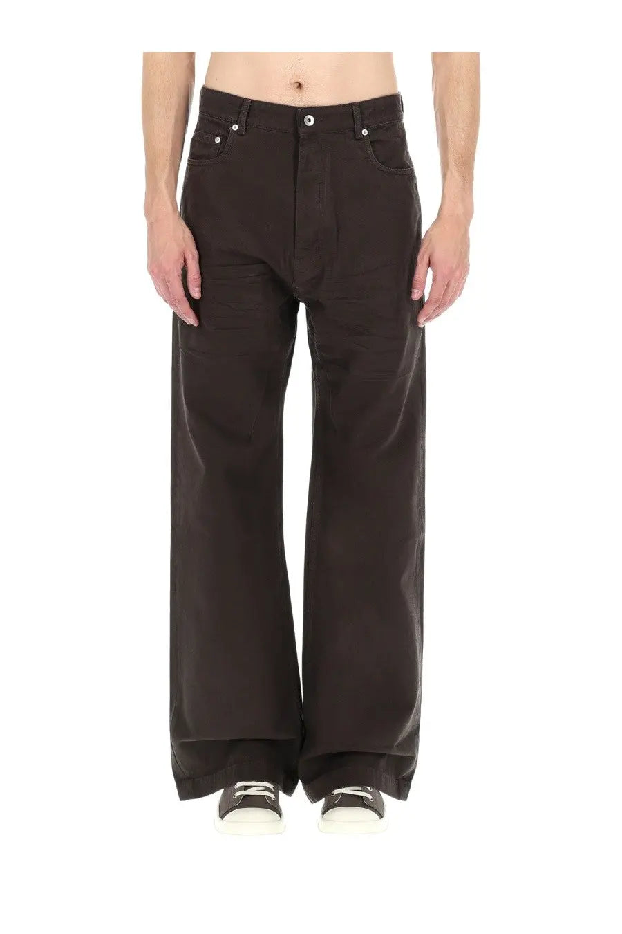 Drkshdw men’s jeans geth brown dark brown wide-leg trousers with straight-cut silhouette and subtle stitching details