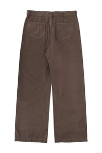 Back view of drkshdw men’s jeans geth brown brown denim with a relaxed fit and classic back pockets