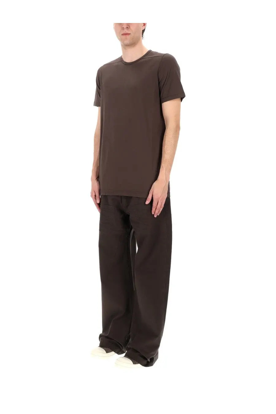 Drkshdw men’s jeans geth brown minimalist brown cotton t-shirt with crew neck and short sleeves