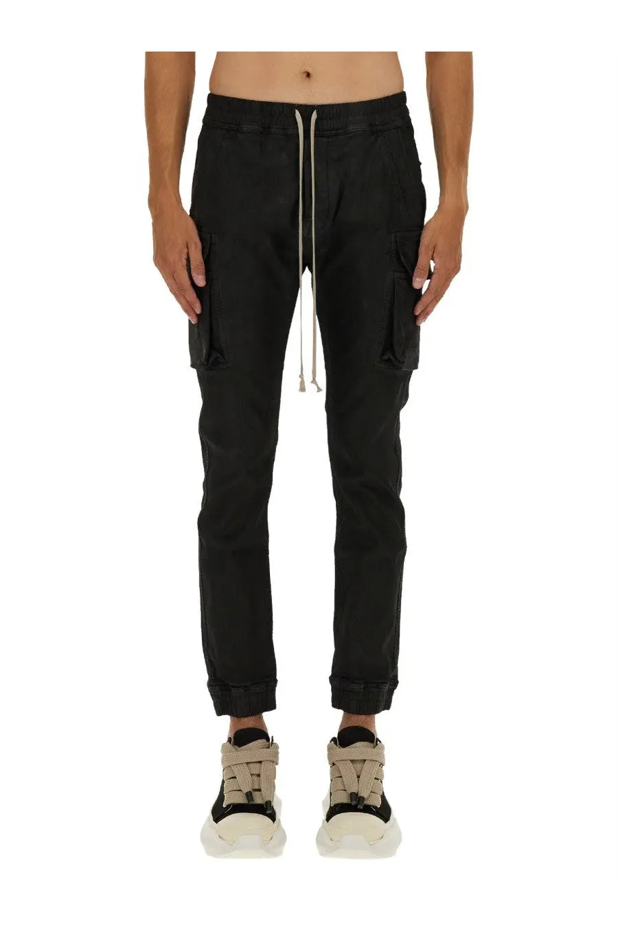 Drkshdw men’s jogger pants mastodon black with drawstring waist and rolled cuffs in black cargo style