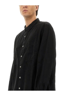 Drkshdw men’s jumbo outershirt black long-sleeved button-up shirt with chest pocket and white buttons