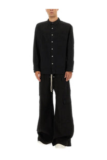 Drkshdw men’s jumbo outershirt black long-sleeved button-up shirt with collar and white buttons
