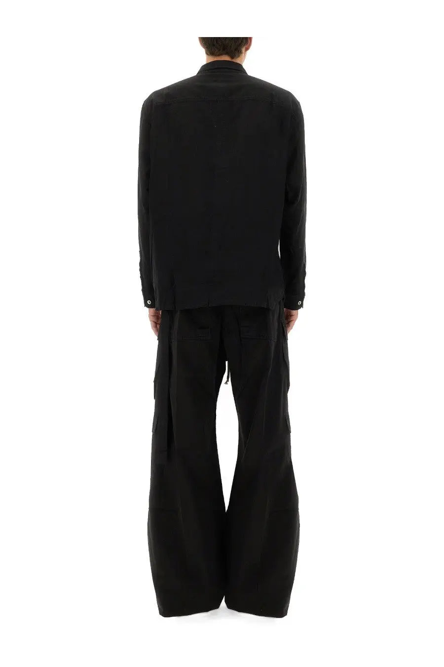 Drkshdw men’s jumbo outershirt black long-sleeved shirt with subtle textured fabric and buttoned cuffs