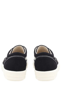 Drkshdw men’s laceless vintage sneaks black canvas slip-on sneakers with white rubber soles and contrasting stitching