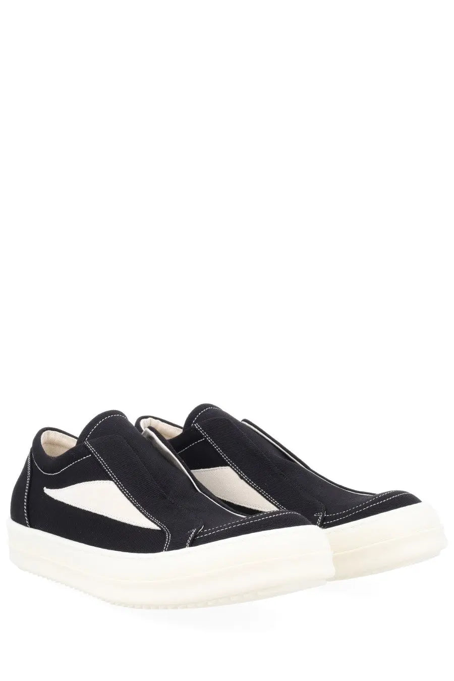 Drkshdw men’s laceless vintage sneaks sneaker black black canvas slip-on with white rubber soles and side panel