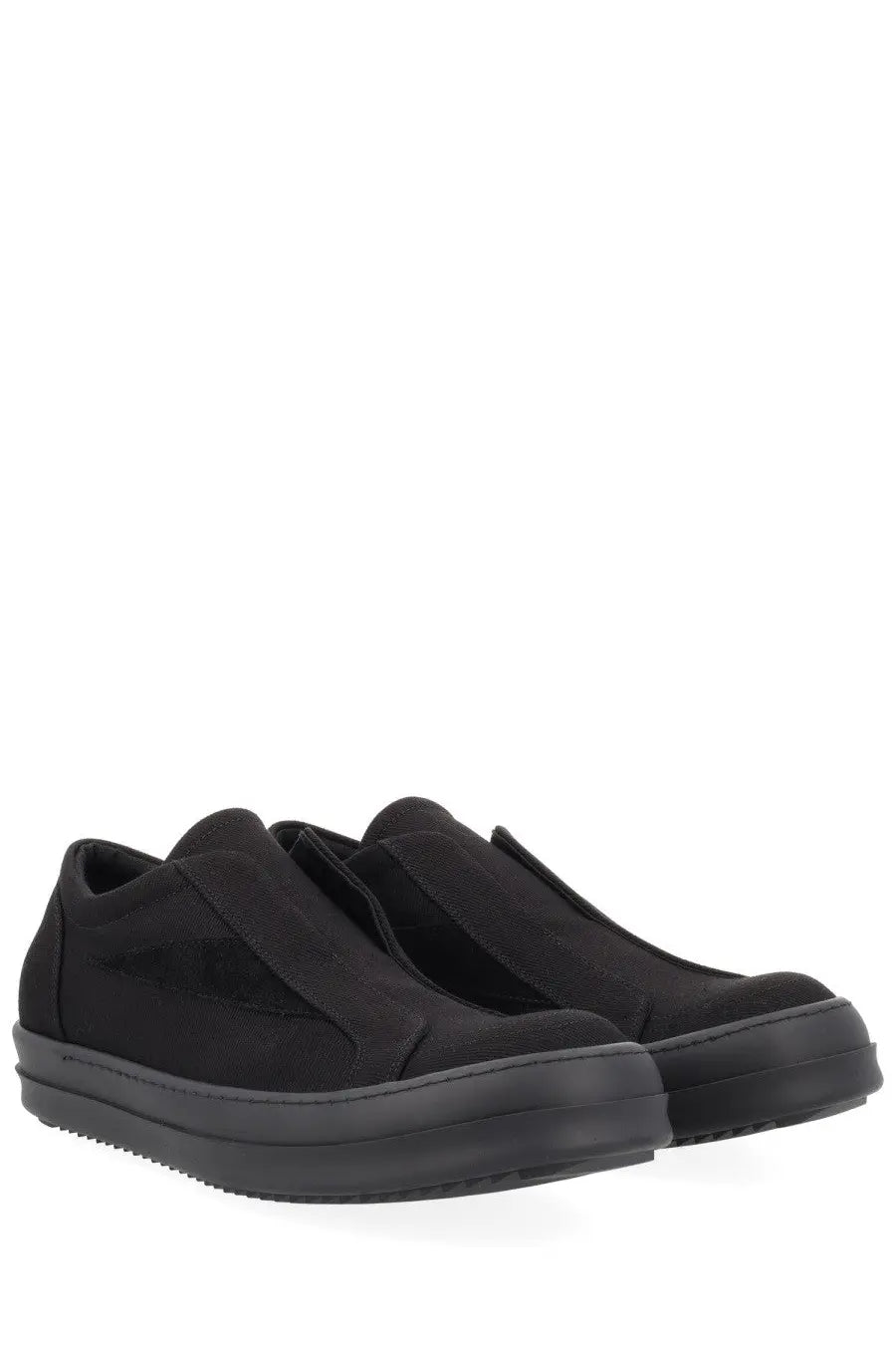 Drkshdw men’s laceless vintage sneaks black suede slip-on sneakers with thick rubber sole and minimalist design