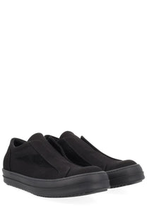 Drkshdw men’s laceless vintage sneaks black suede slip-on sneakers with thick rubber sole and minimalist design
