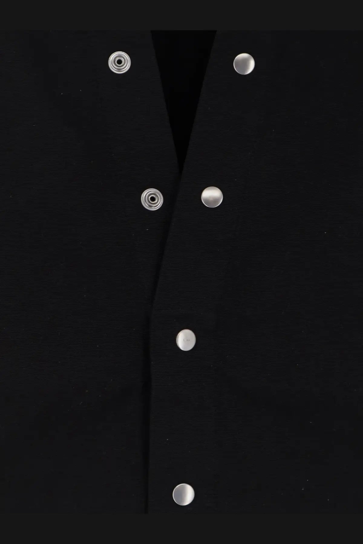 Drkshdw men’s larry cotton shirt black with silver-toned circular buttons on a black button-up shirt
