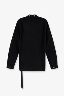 Drkshdw men’s larry cotton shirt black long-sleeved with sleek minimalist design and subtle silver buttons