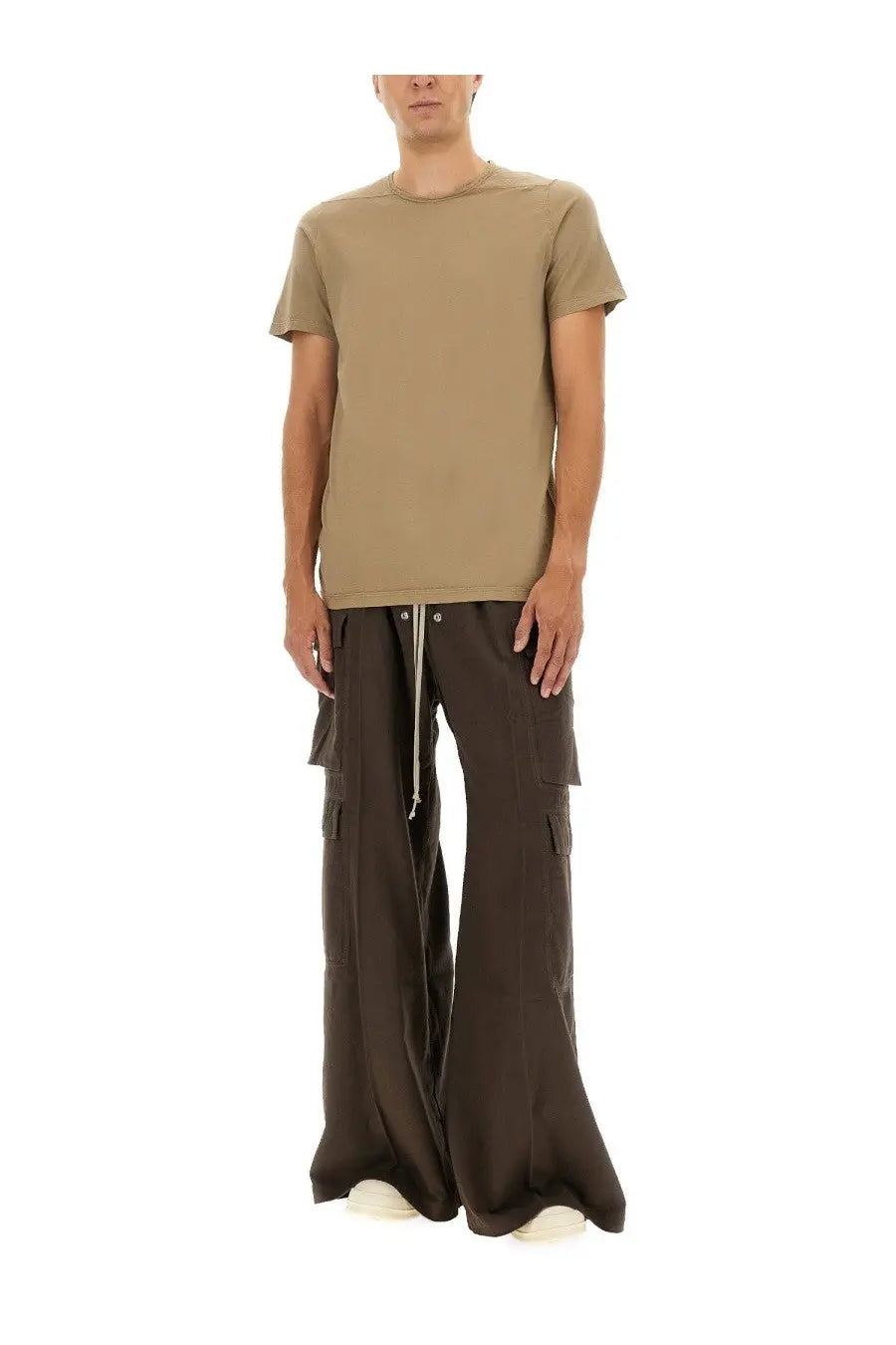 Drkshdw men’s level shirt beige short-sleeved t-shirt with relaxed fit and subtle ribbed neckline