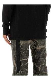 Drkshdw men’s black long sleeved shirt with straight hem and subtle vertical seam detail in soft fabric