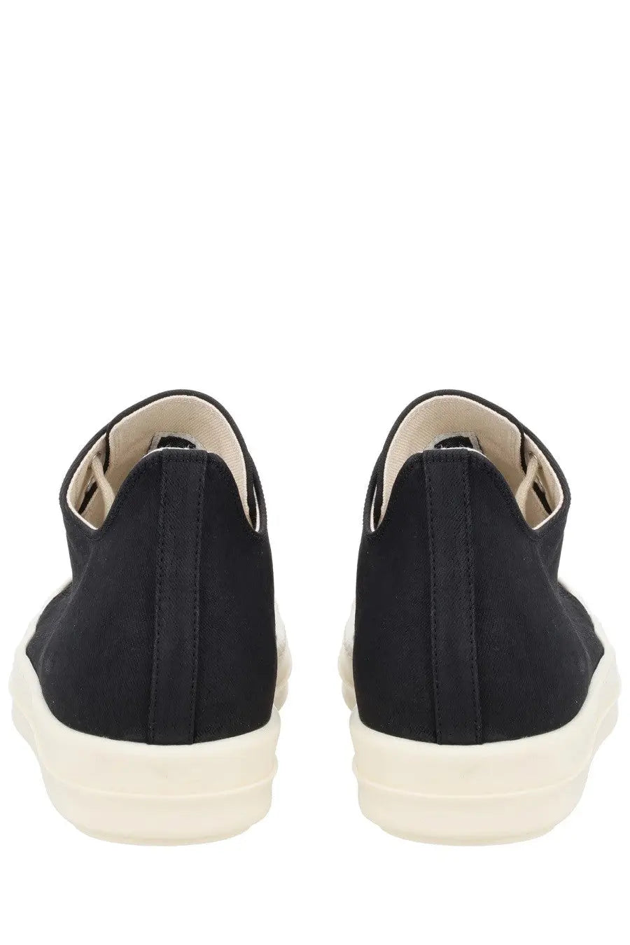 Drkshdw men’s low sneaks black canvas slip-on sneakers with thick off-white rubber sole for casual wear